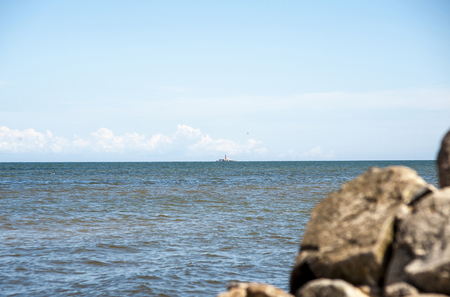 Europe, Latvia, the cape Kolka place where connect the Baltic Sea and the Gulf of Riga and the location of the beacon.の写真素材