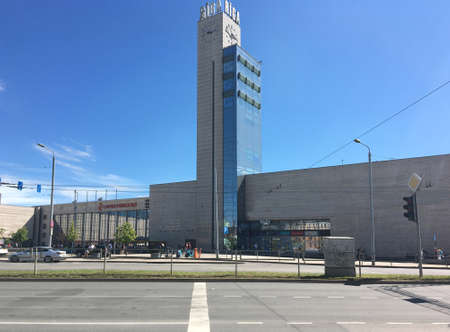 Riga, new building of the central railway station. View from the facade.の写真素材