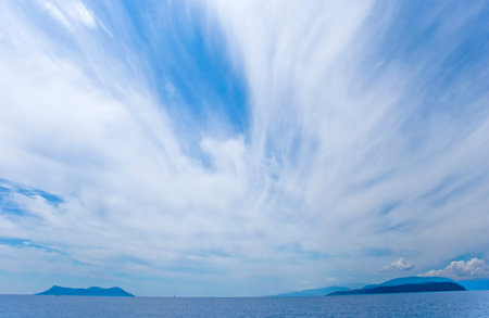 Greece. Beautiful clouds over the islands and the seaの写真素材