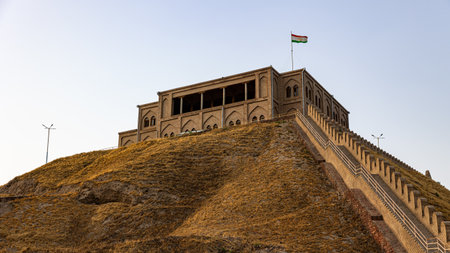 Hissar Fortress A Stunning Historical Site for Visitors in Beautiful Tajikistan and Its Enchanting Landscapeの写真素材