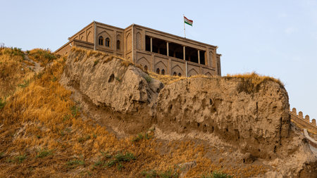 Hissar Fortress A Stunning Historical Site for Visitors in Beautiful Tajikistan and Its Enchanting Landscapeの写真素材