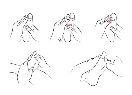 Reflexology techniques as illustration のイラスト素材