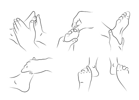 Reflexology techniques as illustration のイラスト素材