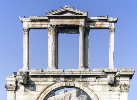 Arch of Hadrian in Athens, Greece under sunlightの写真素材