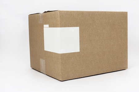 Cardboard box with isolated on white backgroundの写真素材