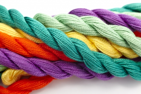 colorful wool threadの写真素材