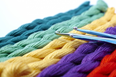 colorful wool threadの写真素材