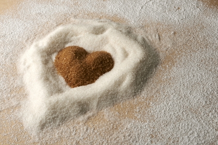 Valentines Day, heart made of brawn sugar の写真素材