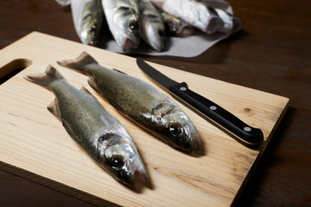 fresh fish, sea bass, ready for cooking