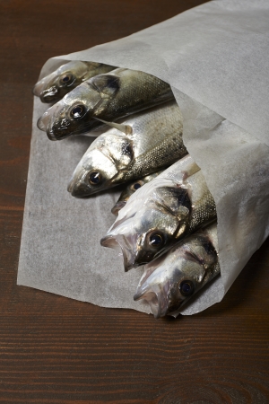 fresh fish, sea bass, ready for cookingの写真素材
