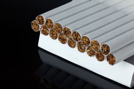 many cigarettes in raw close upの写真素材