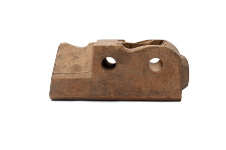 Woodworking tool. Traditional wooden hand plane isolated on a white backgroundの写真素材
