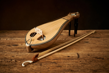 Traditional Greek instrument politiki lyra or classical kemenceの写真素材