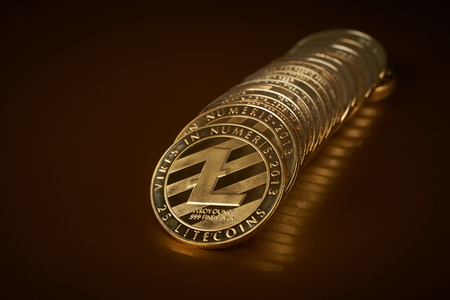 conceptual image for crypto currency. Litecoin gold coin.の写真素材