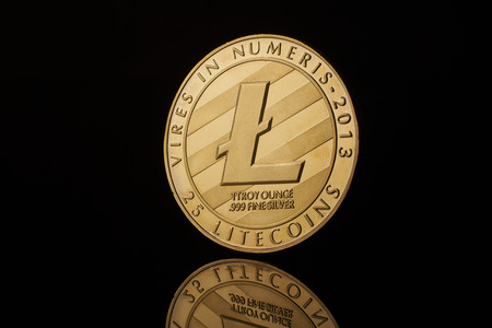 conceptual image for crypto currency. Litecoin gold coin.の写真素材