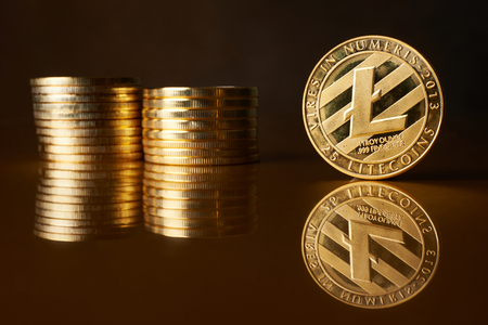 conceptual image for crypto currency. Litecoin gold coin.の写真素材