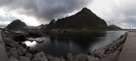 Norwegian nature There are mountains plunging into the sea from hundreds of metres, fjords, tall mountain peaks, northern lights and midnight sun.の写真素材