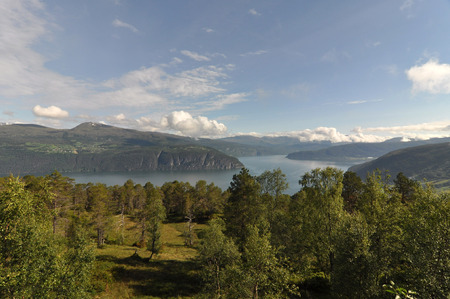 Norwegian nature There are mountains plunging into the sea from hundreds of metres, fjords, tall mountain peaks, northern lights and midnight sun.の写真素材