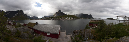 Norwegian nature There are mountains plunging into the sea from hundreds of metres, fjords, tall mountain peaks, northern lights and midnight sun.の写真素材