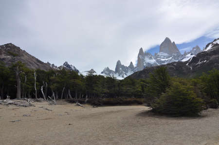 Monte Fitz Roy is a mountain in Patagonia, on the border between Argentina and Chile. It is located in the Southern Patagonian Ice Field, near El ChaltÃ©n village and Viedma Lake.の写真素材