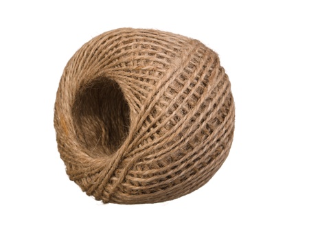 Natural rope skein isolated on the white backgroundの写真素材