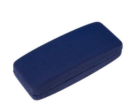 Blue eye glasses case isolated on white backgroundの写真素材