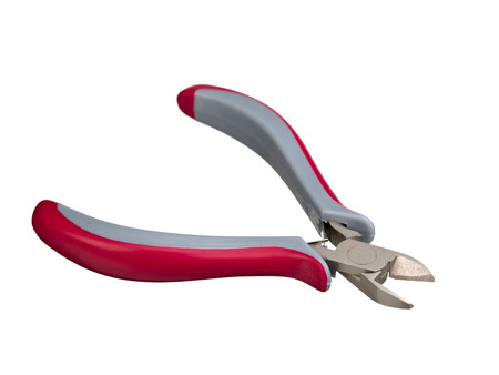 Pliers with red handles isolated on the white backgroundの写真素材