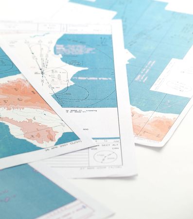 aeronautical maps against clear white backgroundの写真素材