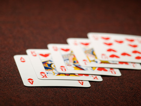 Cards in royal flush , shallow DOF, for various luck,gambling or card game themes
