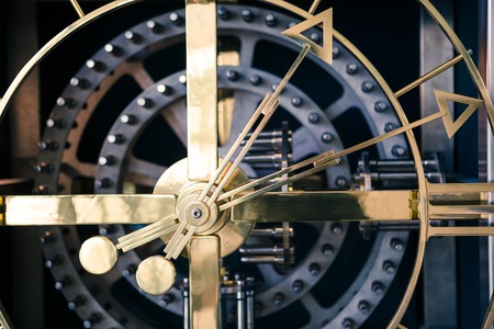 Gold and blue clock detail, orthogonal viewの写真素材