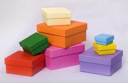 colored boxes for giftsの写真素材