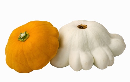 orange and white squash of different form の写真素材