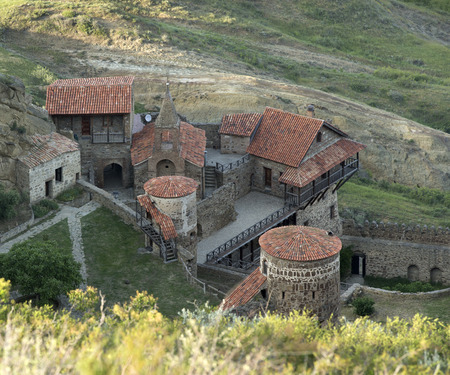 View from top to David Gareja cave monastery complex. Kakheti. Georgia.のeditorial素材