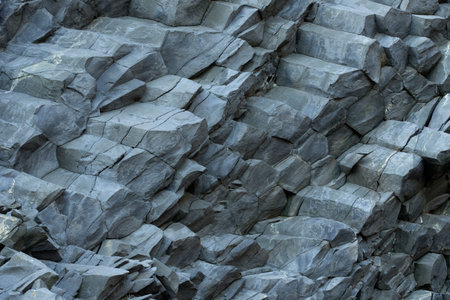 Reynisfjara Beach Volcanic Basalt Coloumn Formations, in southern Iceland