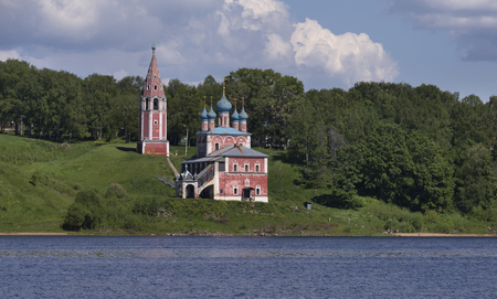 The church stands on the high bank of the river. Tutaev city of the Russian Golden Ring.  の写真素材