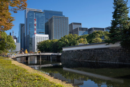 Japan, Tokyo, beautiful public park in Chiyoda, central Tokyo, close to the Imperial Palace.の写真素材