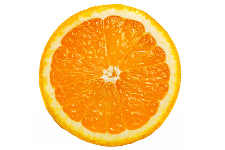a piece of juicy orange isolated over white