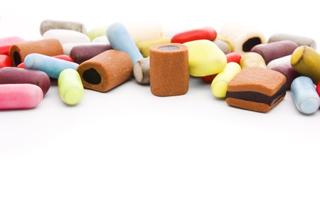 multicolored licorice isolated over white のeditorial素材