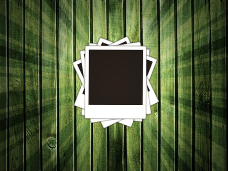 blank photo isolated on creative wooden background の写真素材