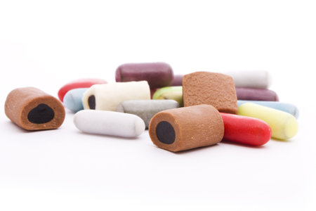 multicolored licorice isolated over whiteのeditorial素材