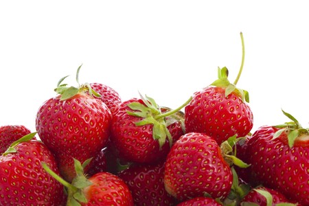 strawberries isolated on white close-up の写真素材