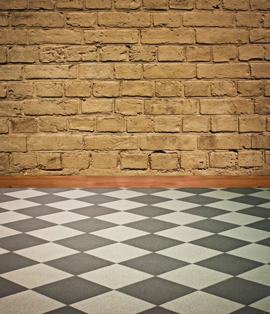 wonderful vintage interior with  black and white chess floor - artistic shadows addedの写真素材