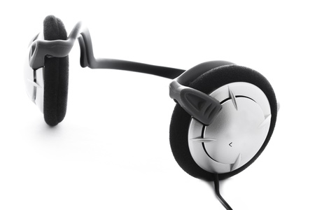 close up shot of headphones isolated on whiteの写真素材