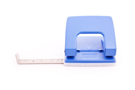 close up shot of blue puncher isolated on white の写真素材