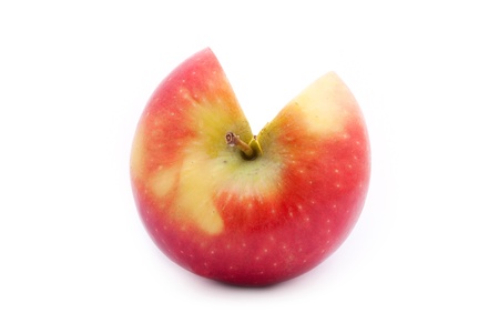 close up shot of red apple isolated on white の写真素材