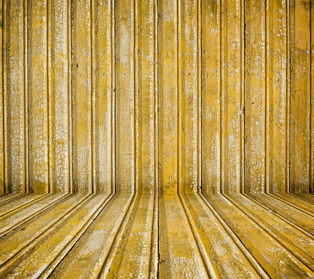 vintage yellow wooden planks interior の写真素材
