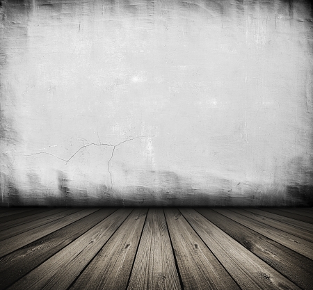 dark vintage white room with wooden floor and artistic shadows addedの写真素材