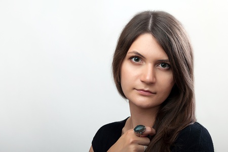 portrait of pretty young woman on white backgroundの写真素材