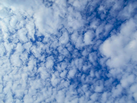 Beautiful sky. Beautiful clouds in the sky. Beautiful blue sky, sun and clouds.の写真素材