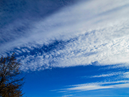 Beautiful sky. Beautiful clouds in the sky. Beautiful blue sky, sun and clouds.の写真素材